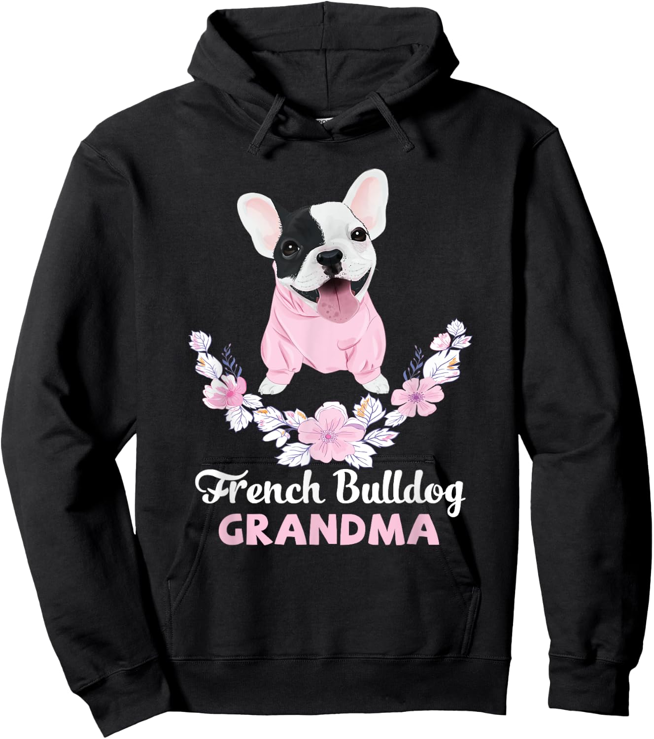 French Bulldog Grandma Frenchie Grandma Women Girls Kids Hoodie - Hoodie | Black