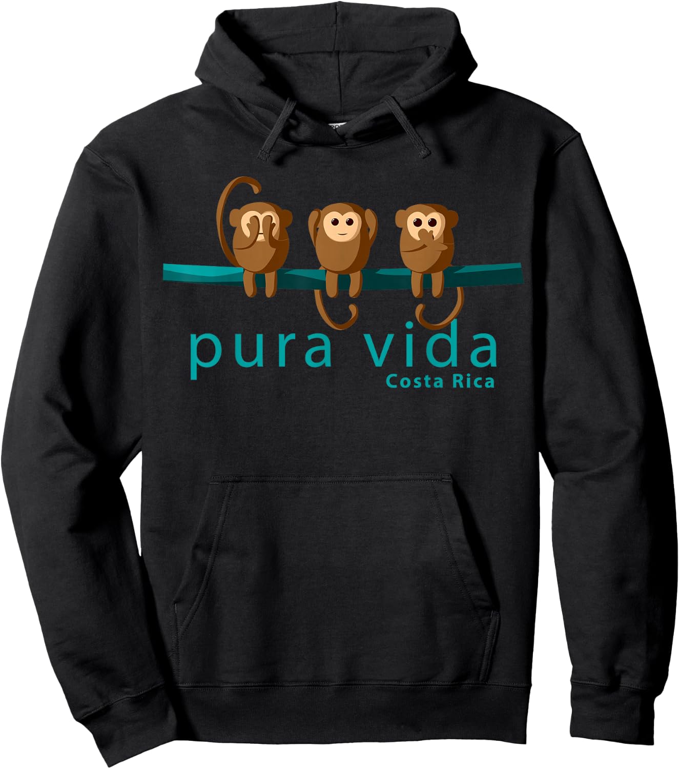 Pura Vida Monkeys Costa Rica Hoodie - Hoodie | Black