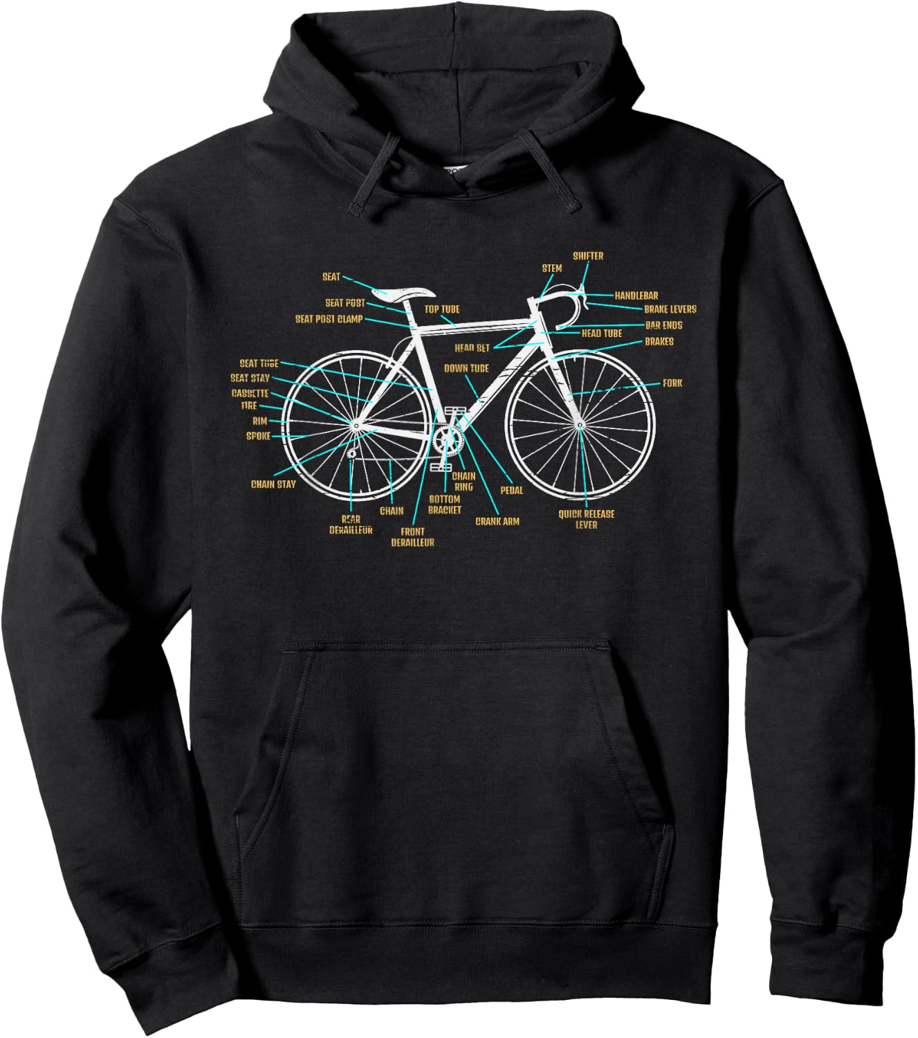 Bicycle Anatomy Road Bike Cycling Hoodie - Hoodie | Black