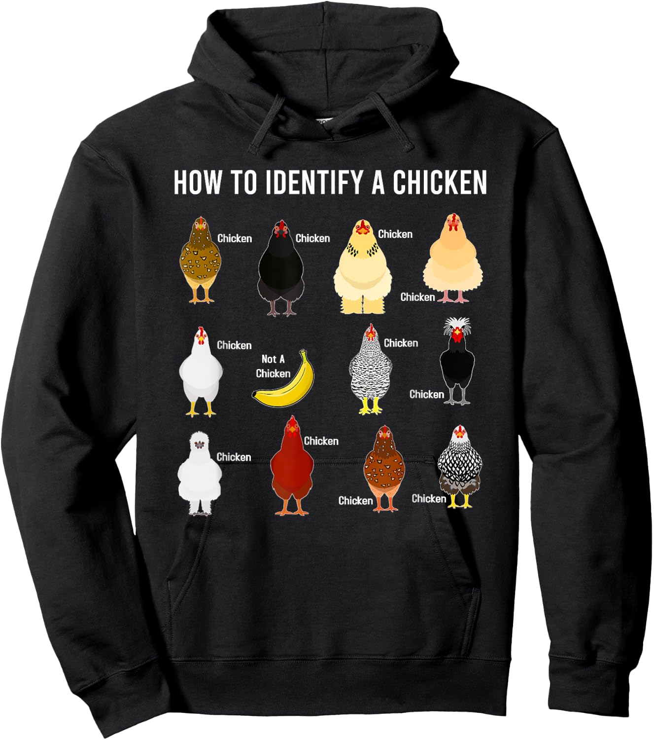 How To Identify A Chicken Funny Chicken Lover Hoodie - Hoodie | Black