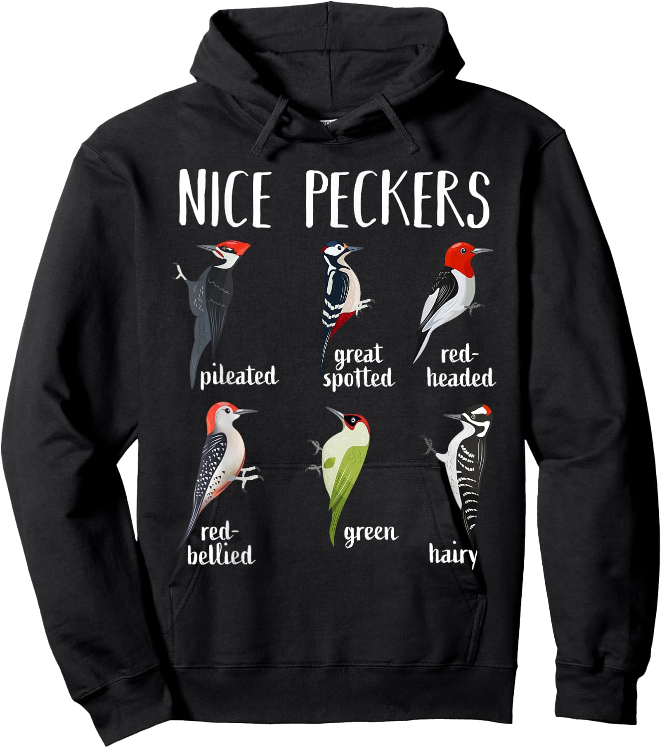 Woodpecker Nice Peckers Funny bird watching Birding Hoodie - Hoodie | Black