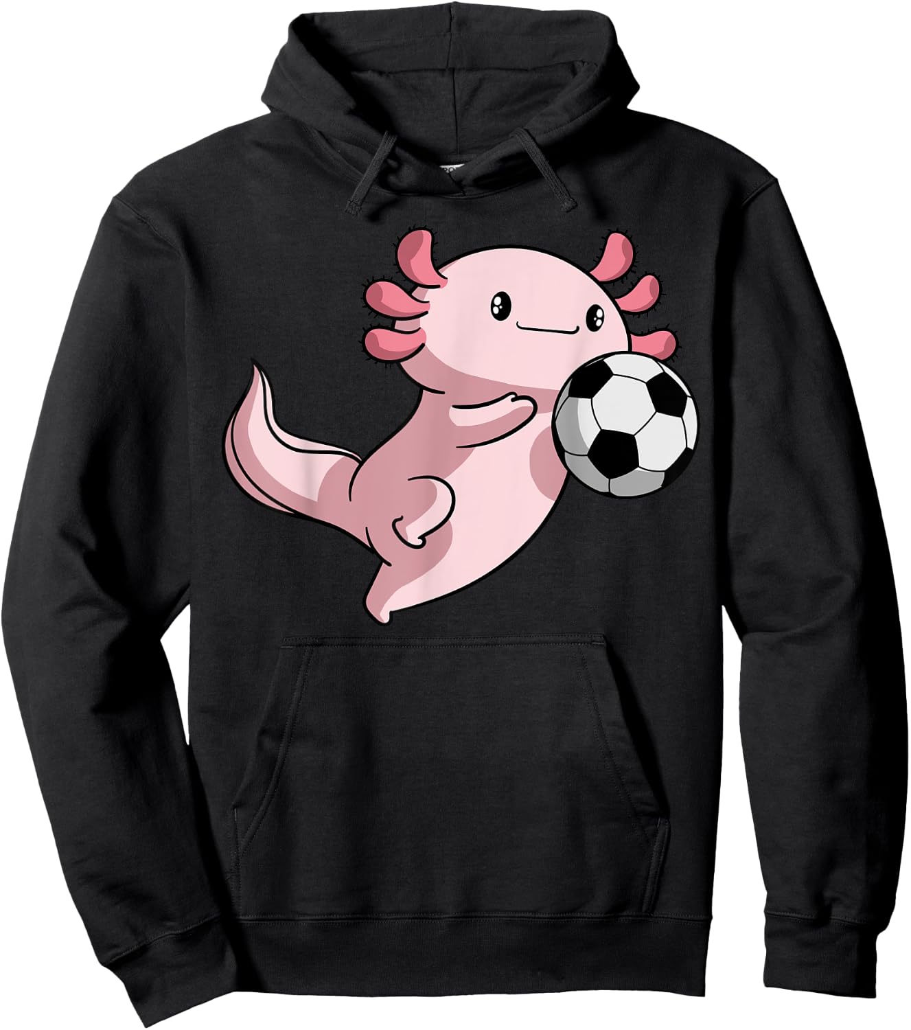 Kawaii Axolotl Pun Funny Soccer Player Hoodie - Hoodie | Black