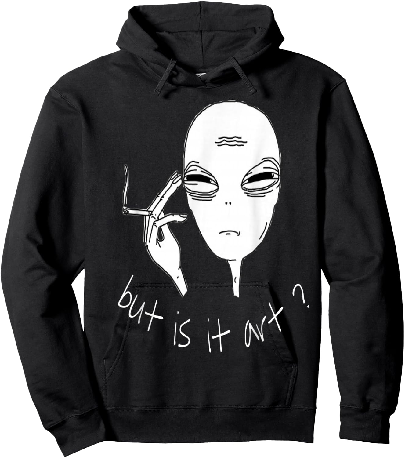 Alien But Is It Art Funny Smoking Alien Hoodie - Hoodie | Black
