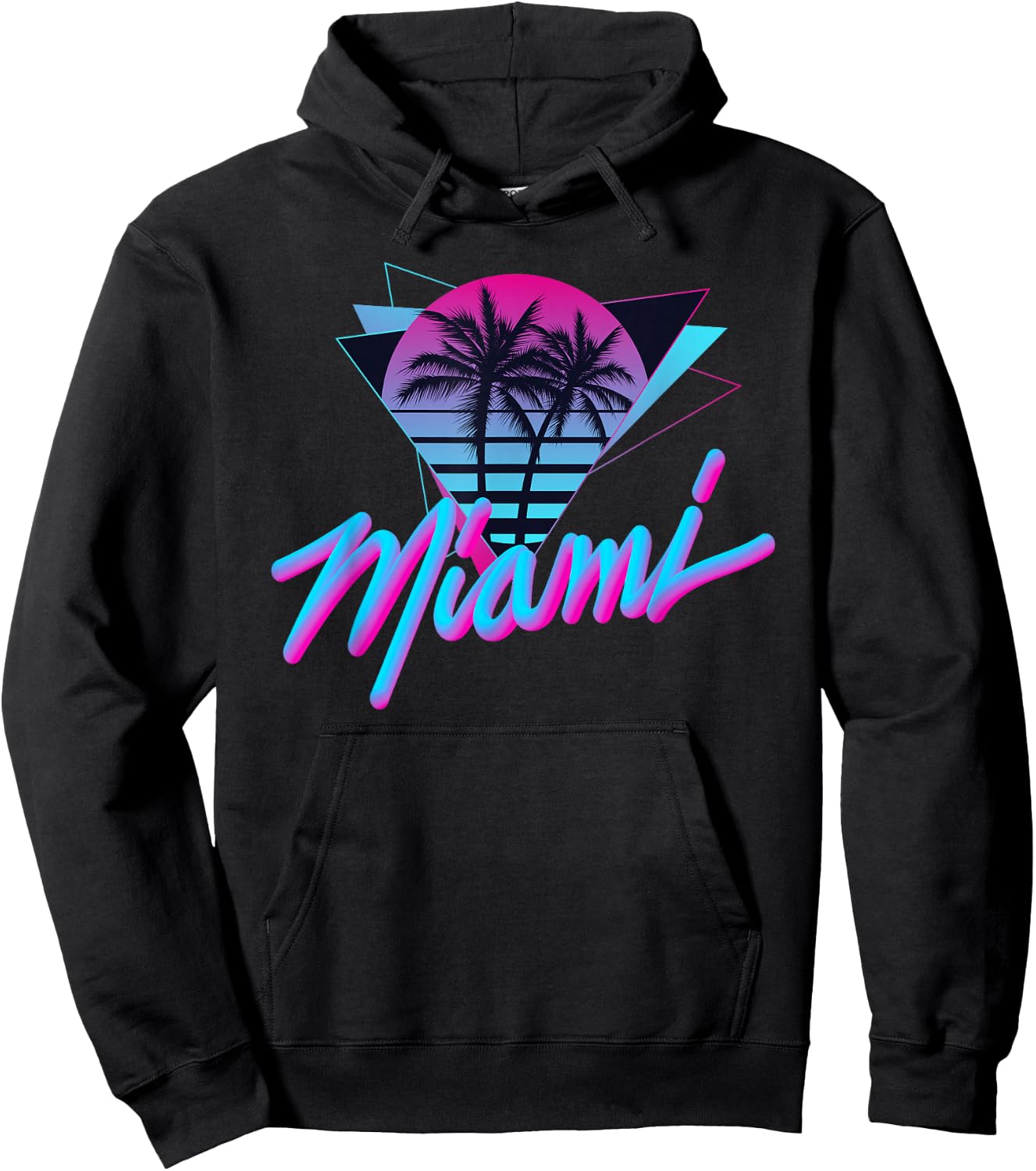 Miami - Palm Trees - Vaperwave Synthwave 80s Style Retro Hoodie - Hoodie | Black