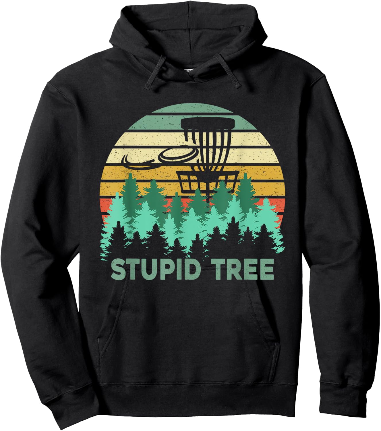 Funny Frisbee Stupid Tree Disc Golf Gift Flying Disc Lovers Hoodie - Hoodie | Black