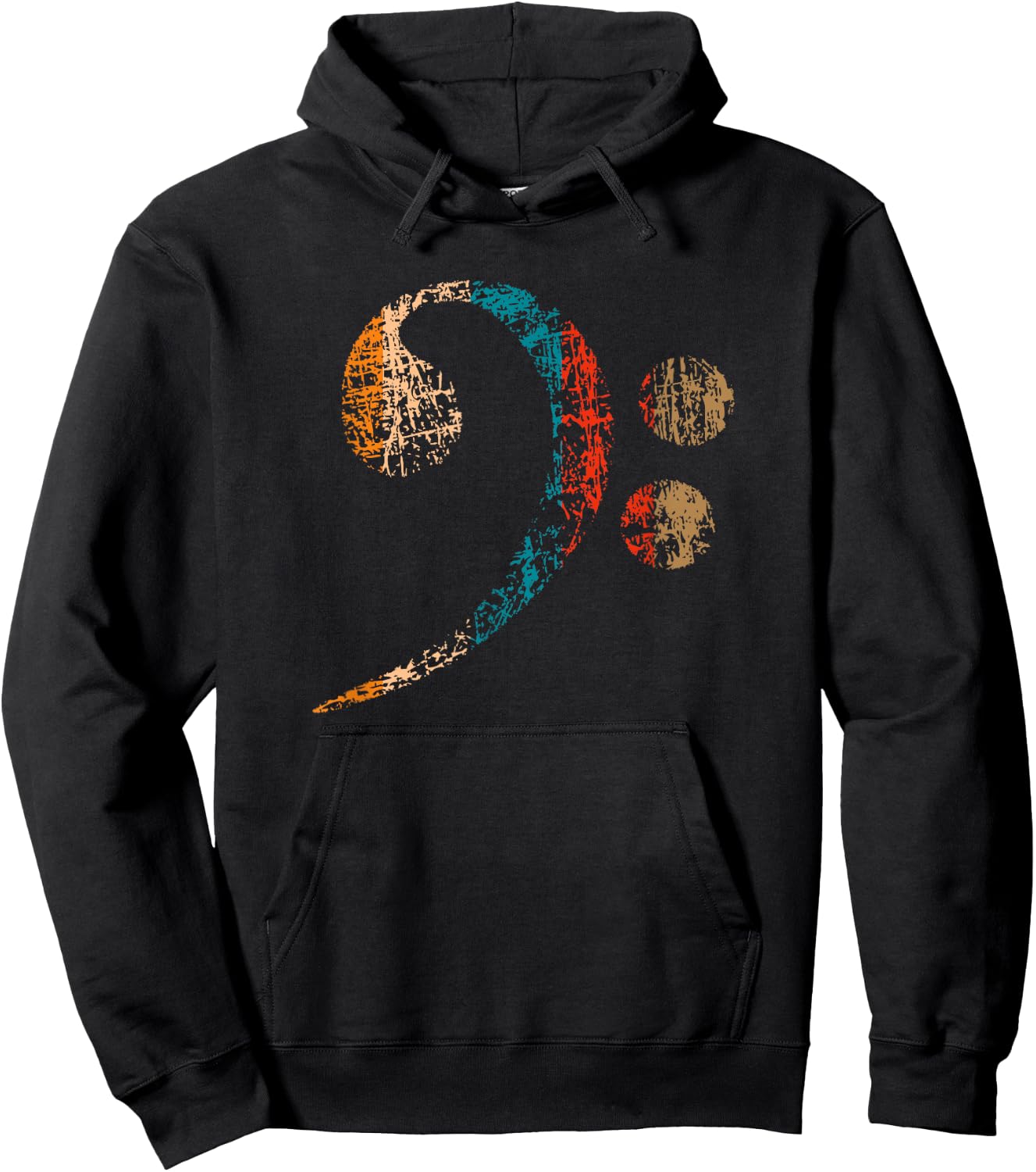 Vintage Bass Clef for Bass Players, Bassists Bands Orchestra Hoodie - Hoodie | Black