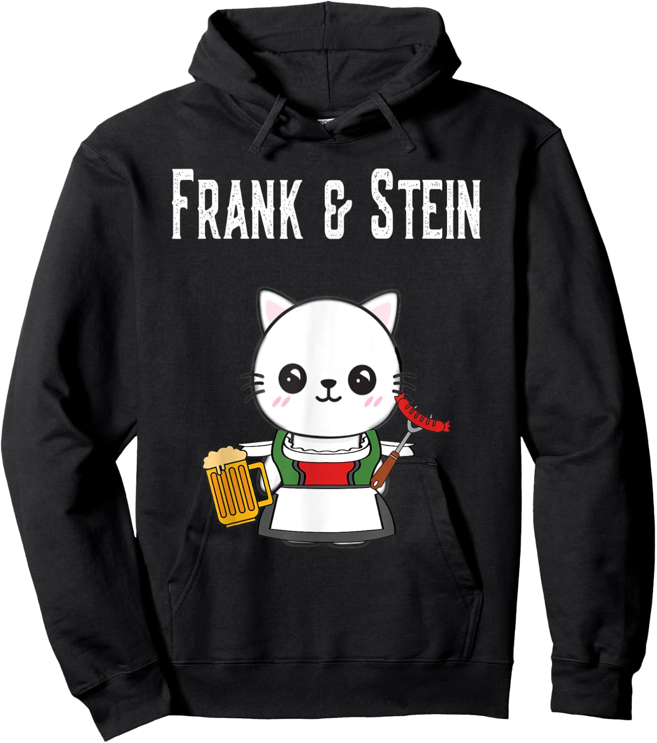 German Kawaii Cat Oktoberfest Germany Pride Stein Hoodie - Hoodie | Black