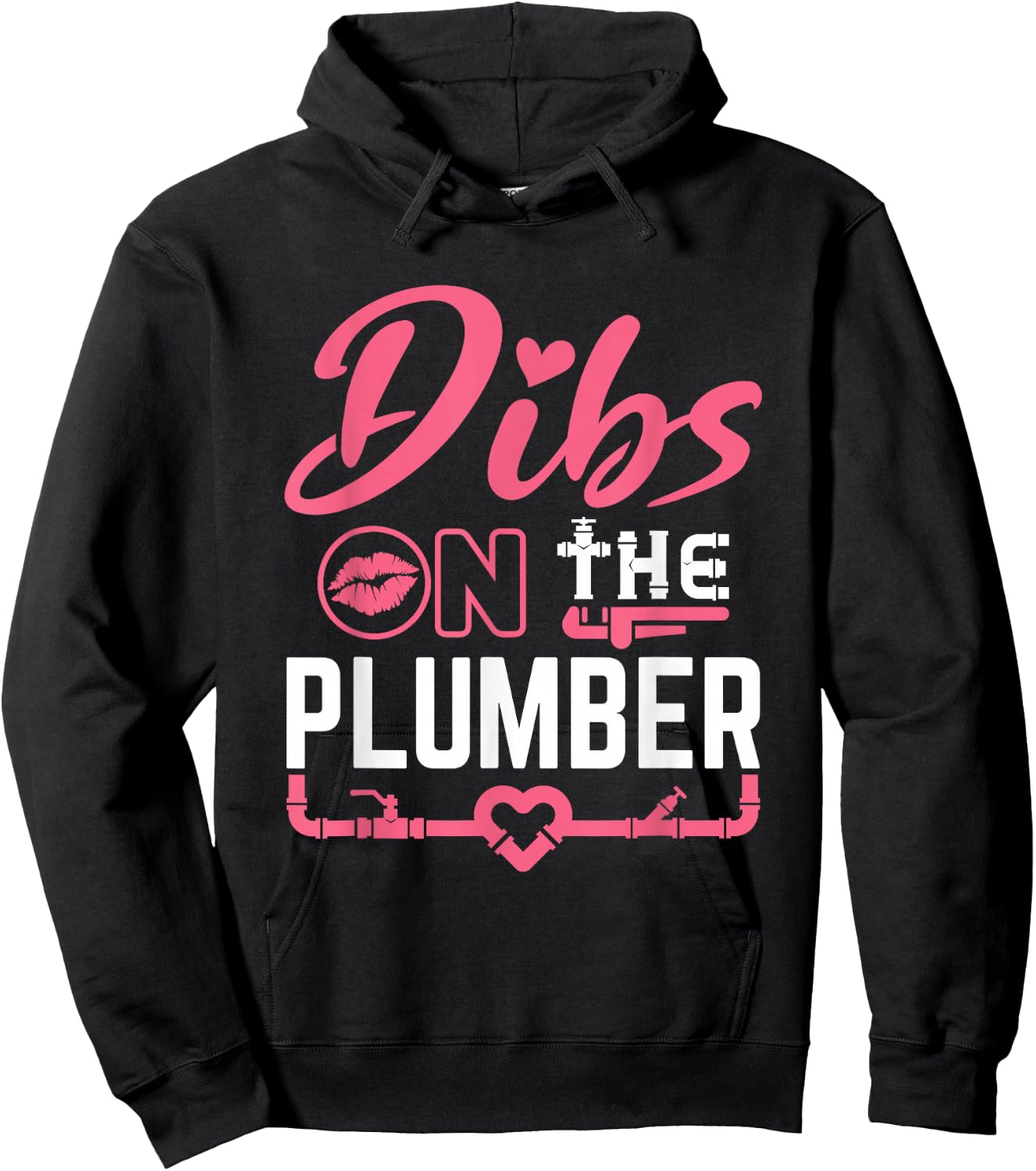 Plumbers Wife Gifts and Apparel Dibs on the Plumber Wife Girlfriend Fiance Cute Plumbing - Women's Black Modern Letter Print Short Sleeve - Small Hoodie - Hoodie | Black