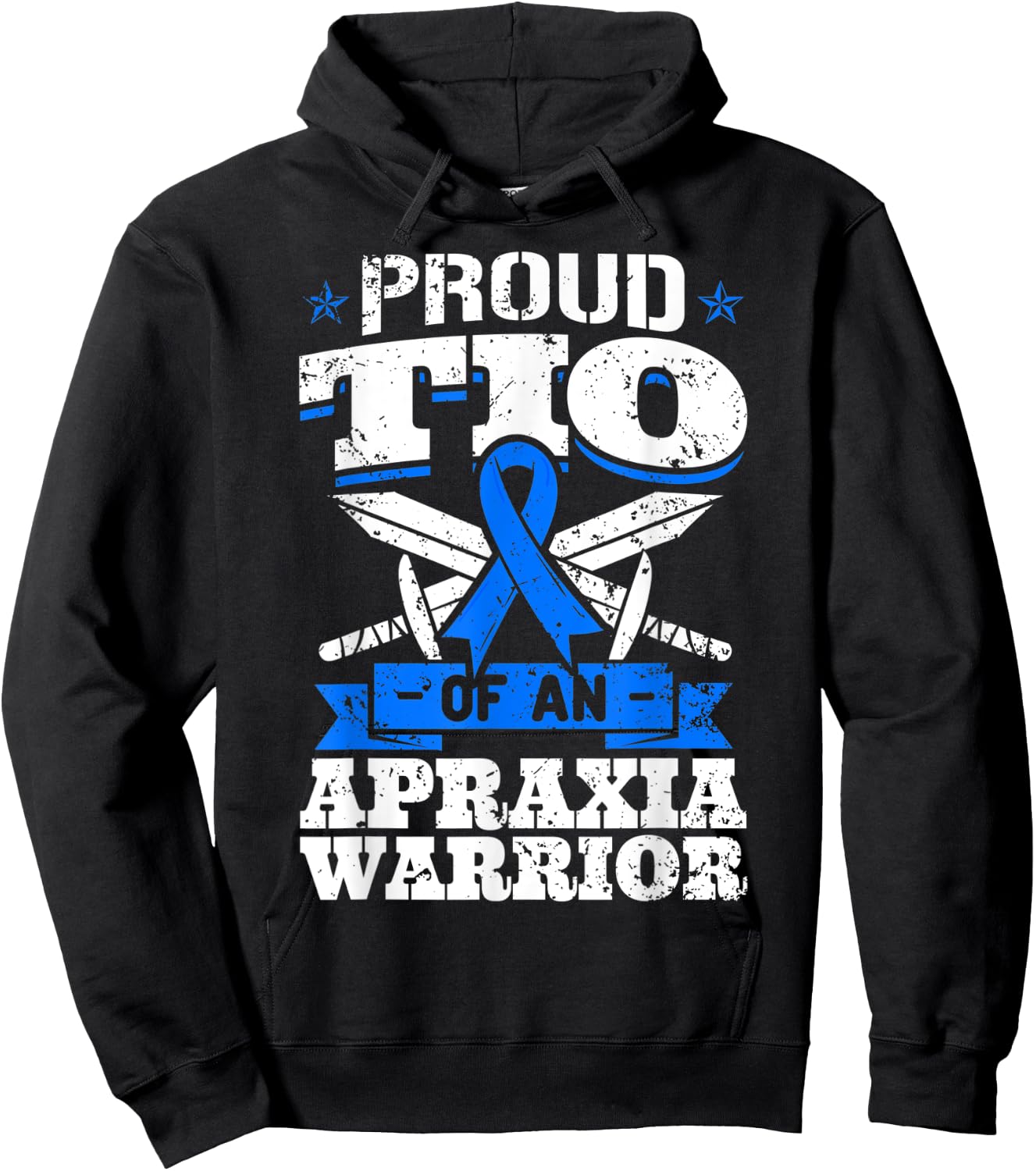 Proud Tio Of An Apraxia Warrior Blue Awareness Ribbon Uncle Hoodie - Hoodie | Black