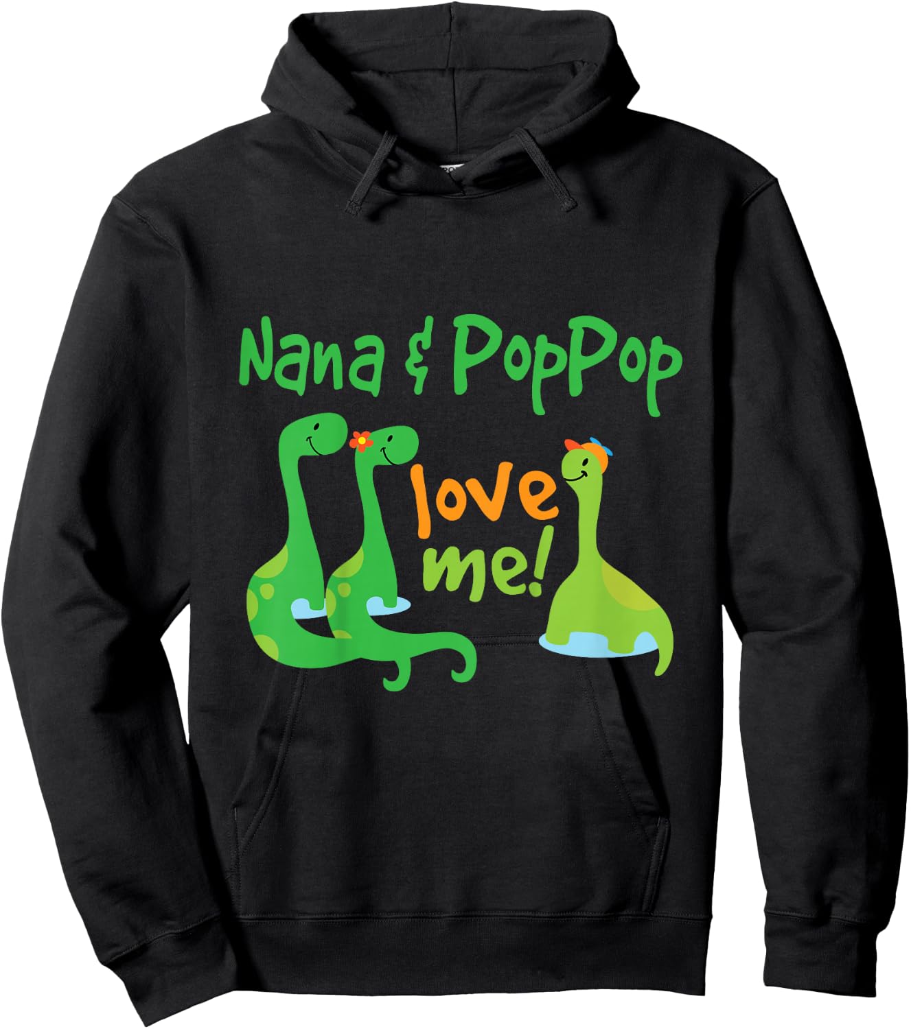 Kids Nana and PopPop Love Me Grandson Dinosaur Hoodie - Hoodie | Black