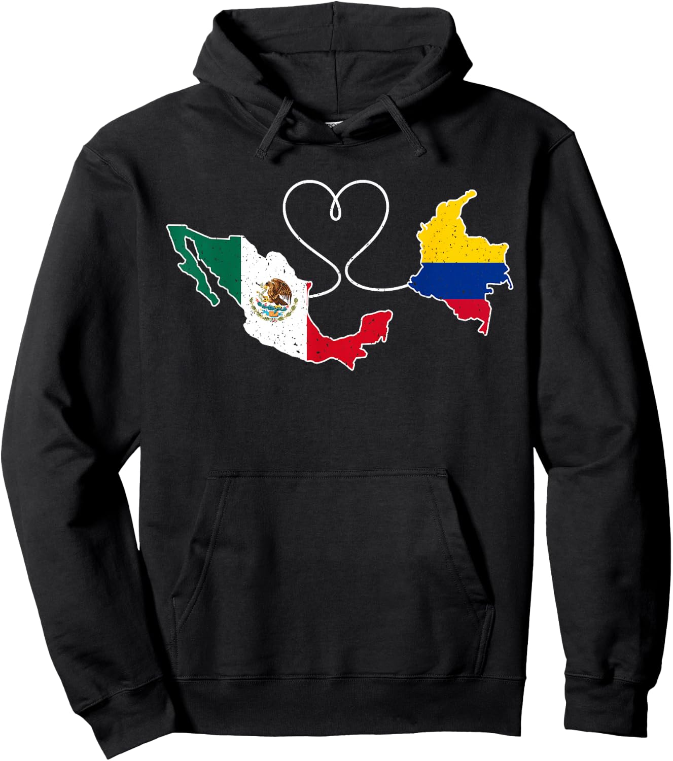 Half Colombian Half Mexican Map Mexico Colombia Flag Pride Hoodie - Hoodie | Black