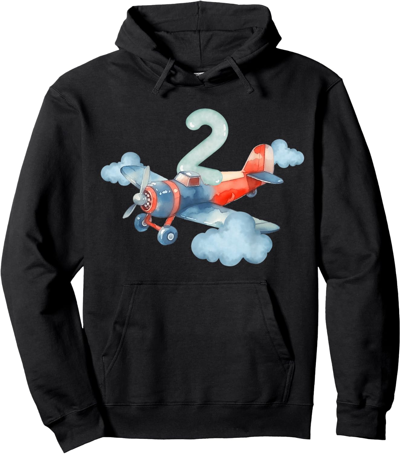 2nd Birthday Boys Airplane Pilot 2 Year Old Boy Hoodie - Hoodie | Black