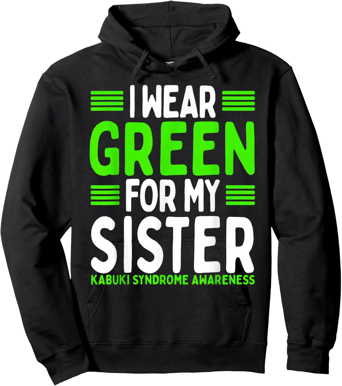 Green Ribbon Sibling Twin Kabuki Syndrome Awareness Sister Hoodie - Hoodie | Black