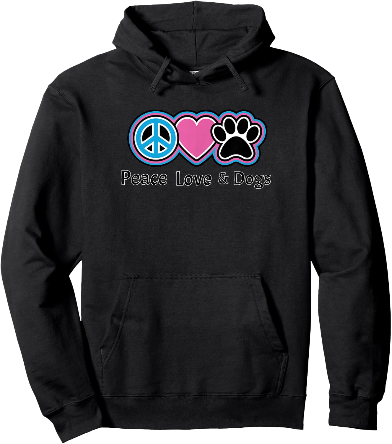 Peace Love & Dogs peace sign heart paw print dog lover Hoodie - Hoodie | Black