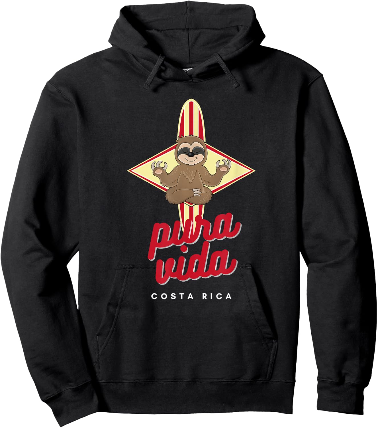 Costa Rica Meditating Sloth Pura Vida Motto Hoodie - Hoodie | Black