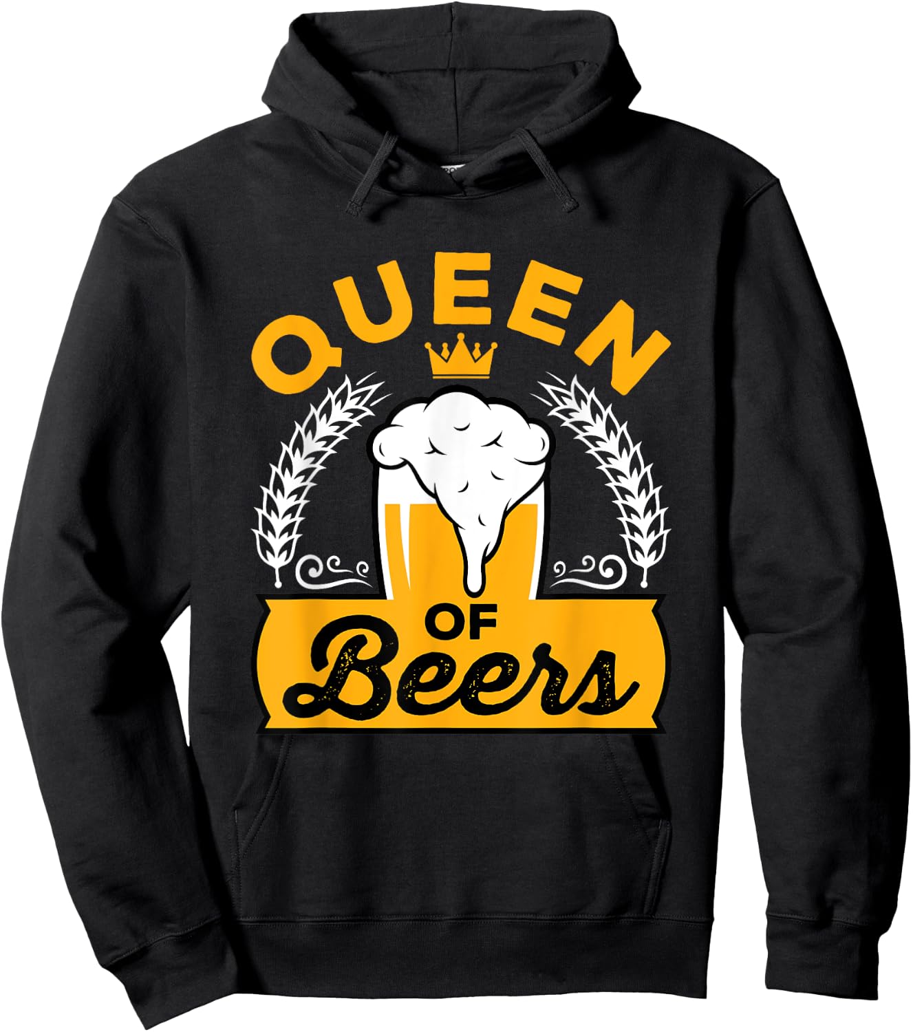 Queen of Beers Beer Babe Day Drinking Women Ladies Alcohol Hoodie - Hoodie | Black