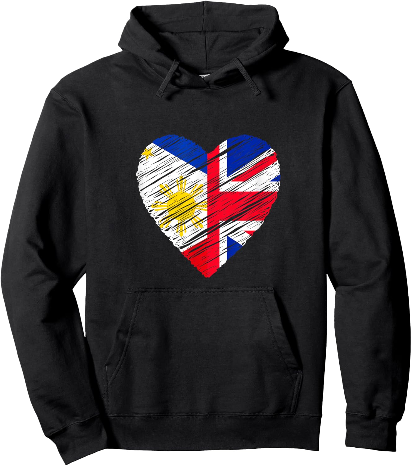 Philippines Great Britain Heart UK Flag Filipino Flag Heart Hoodie - Hoodie | Black