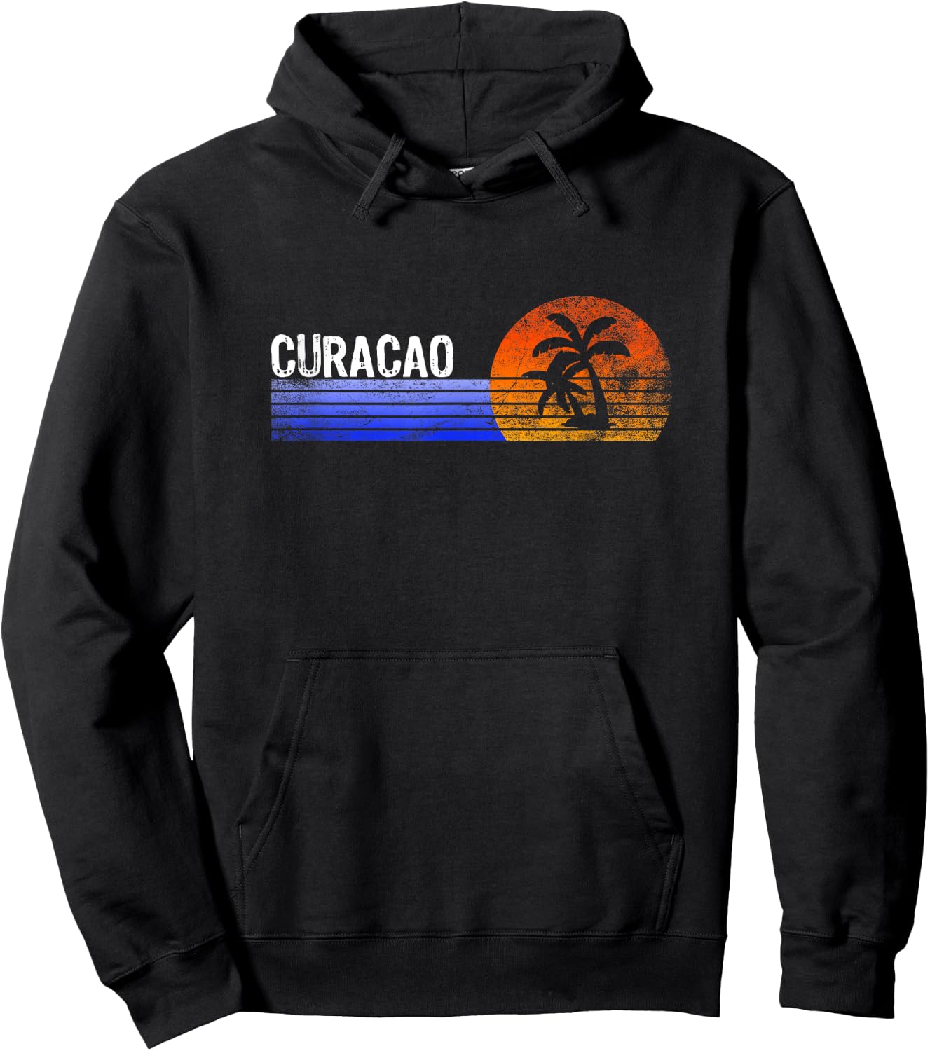 Curacao Vacation Retro Souvenir Sunset Vintage Trip Curacao Hoodie - Hoodie | Black
