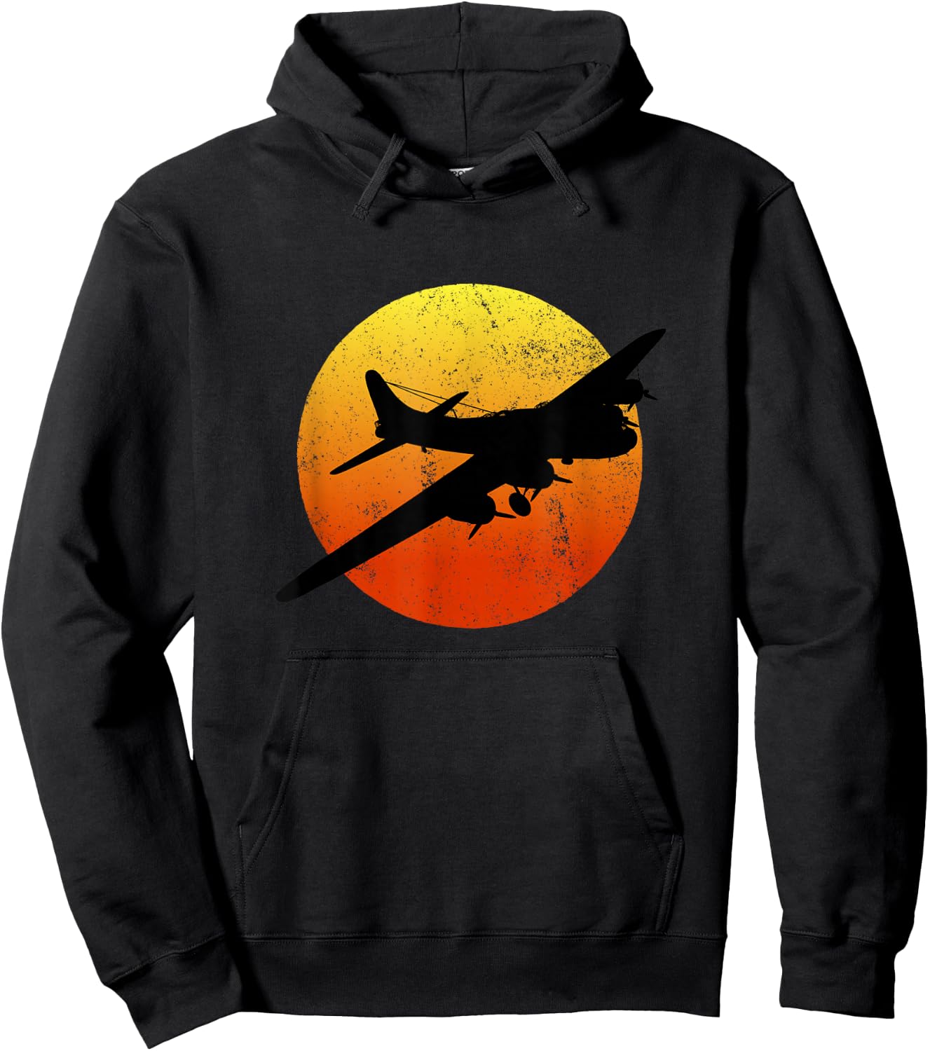B-17 Flying Fortress Silhouette Sunset WW2 Airplane WWII B17 Hoodie - Hoodie | Black