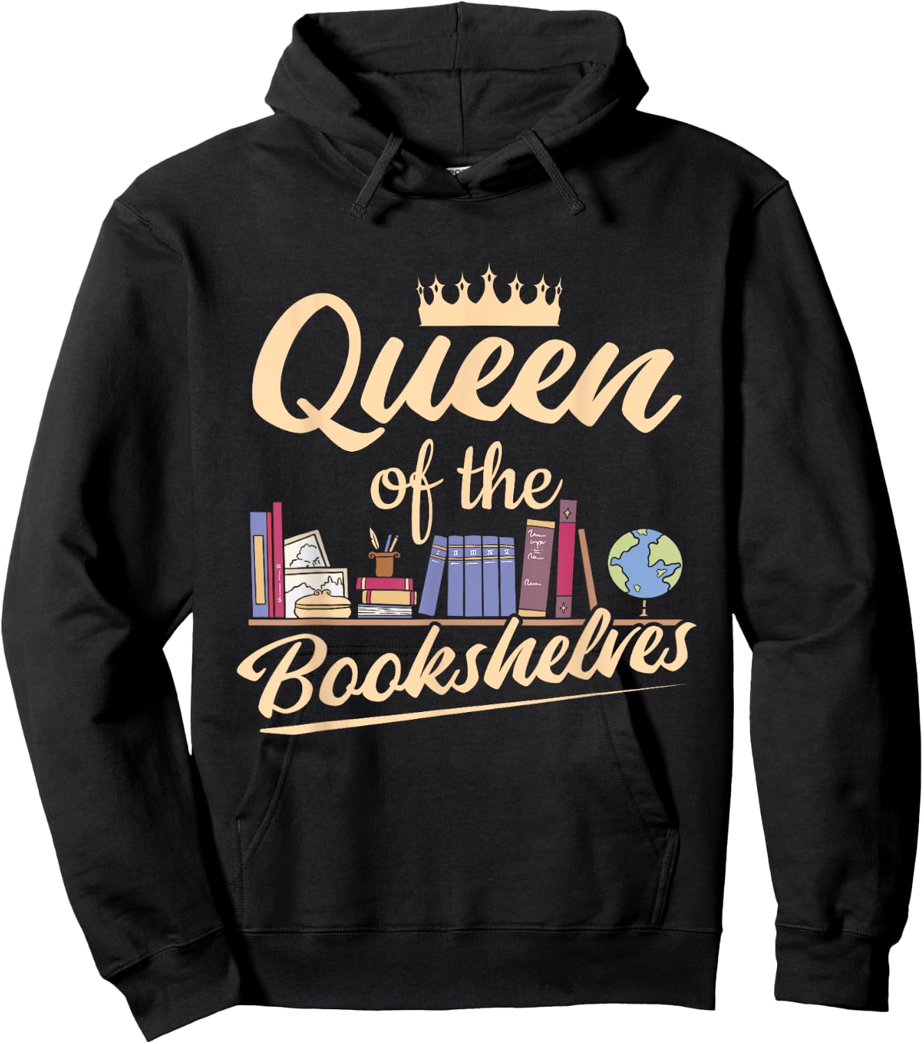 Librarian Queen Of The Bookshelves Book Reading Library Hoodie - Hoodie | Black