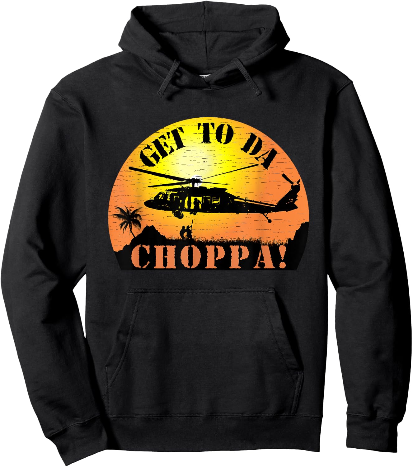 Get To Da Choppa Funny Retro Hoodie - Hoodie | Black