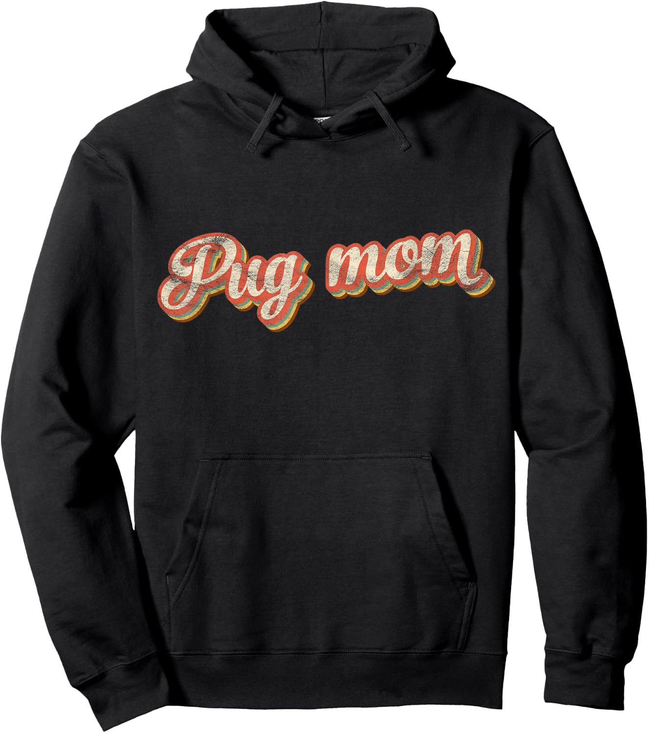 Vintage Pug Mom Puggle Mother Dog Lover Pet Mama Hoodie - Hoodie | Black