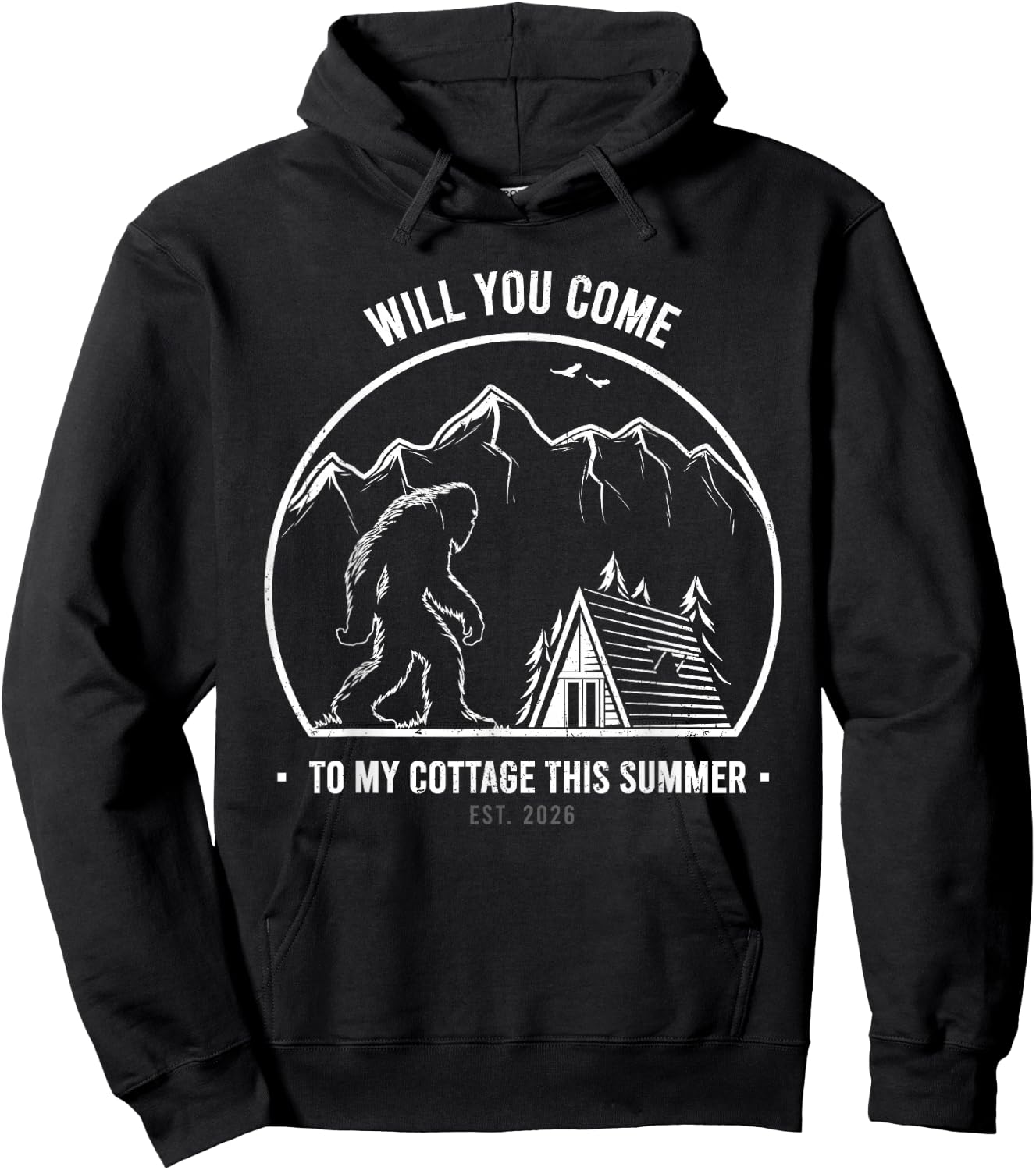 Will You Come to My Cottage This Summer ? with Bigfoot Hoodie - Hoodie | Black