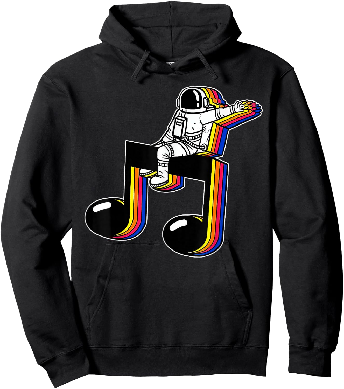 Vintage Astronaut On Music Note Space Teacher Music Lover Hoodie - Hoodie | Black