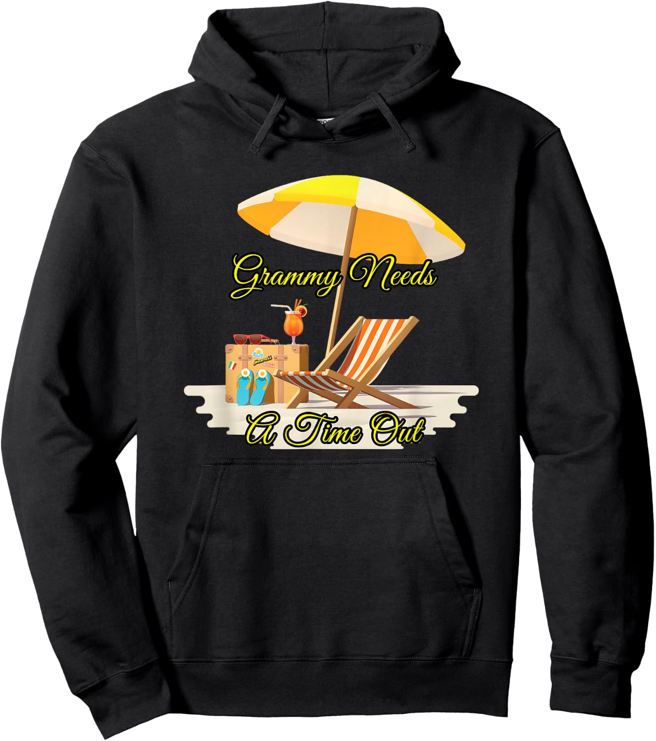 Grammy Needs A Timeout On The Beach With An Adult Beverage Hoodie - Hoodie | Black