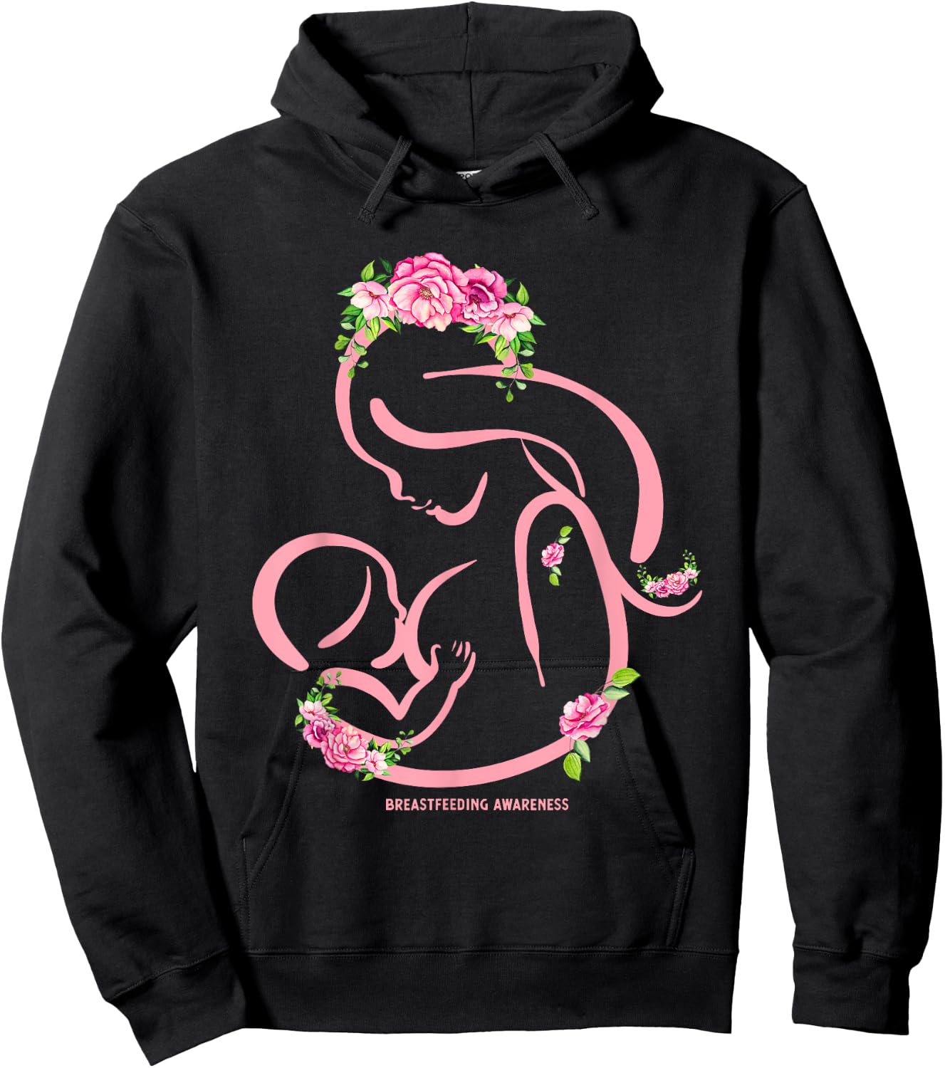 Breastfeeding Awareness Flowers - Normalize Breastfeeding Hoodie - Hoodie | Black