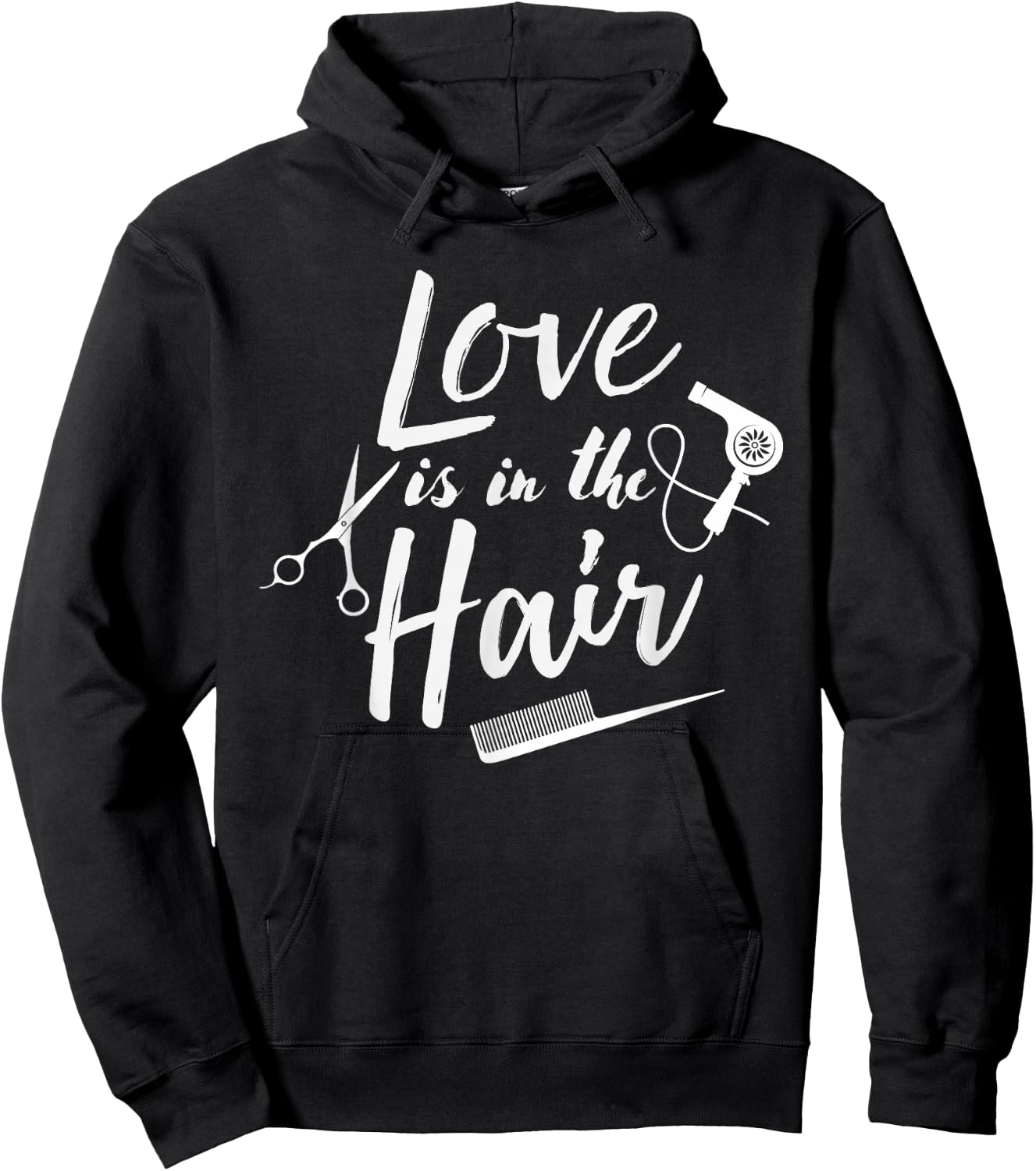 Love is in the Hair - Hairstylist, Hairdresser, Beautician Hoodie - Hoodie | Black