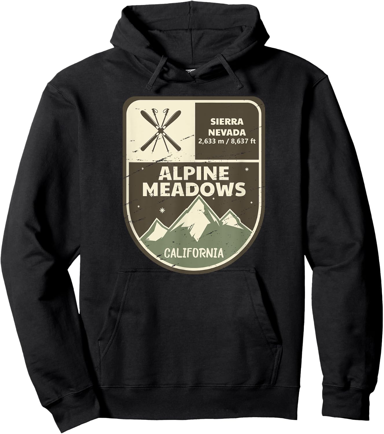 Alpine Meadows California Vintage Hoodie - Hoodie | Black