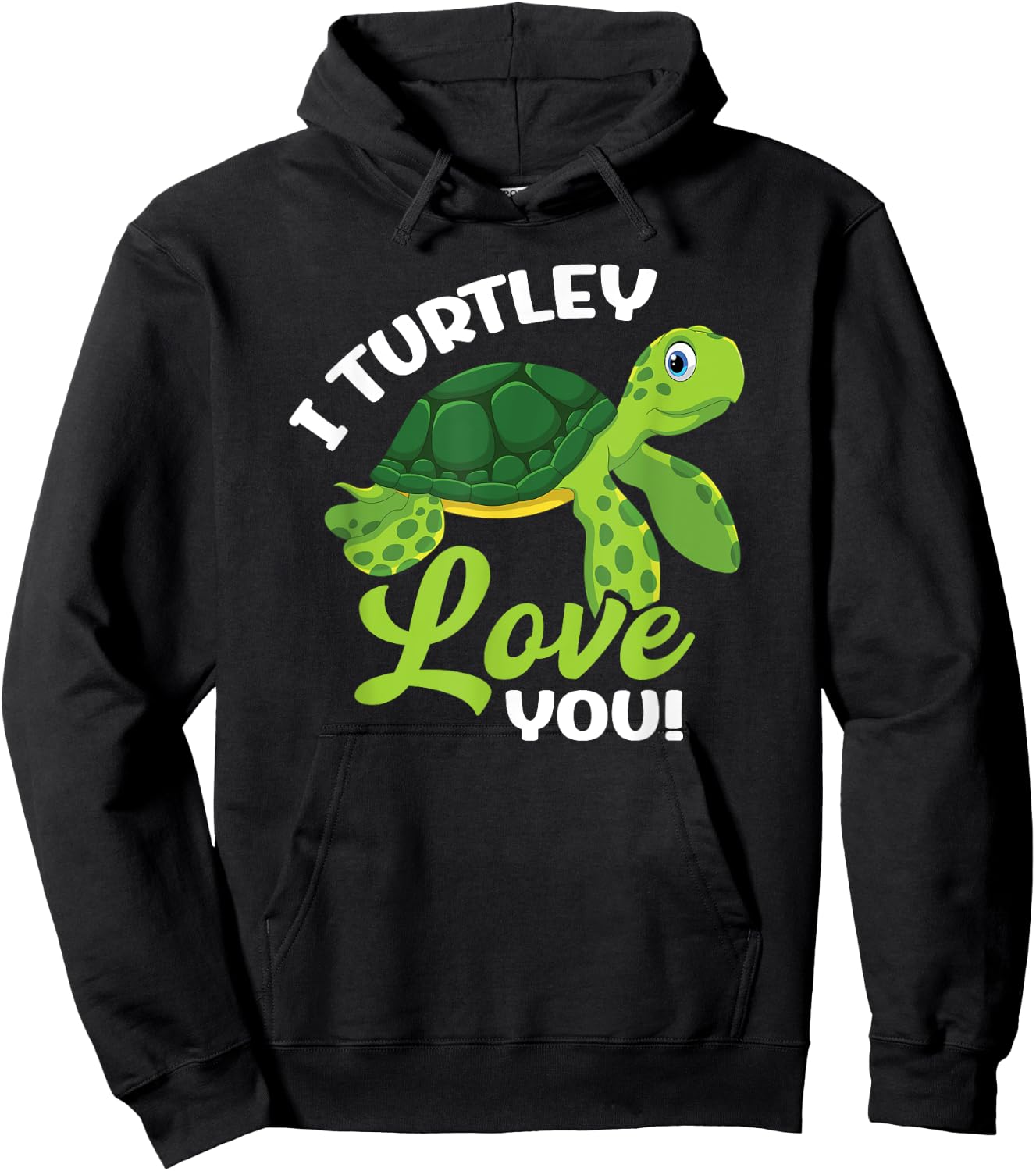 Cute Valentines Day Turtle - I Turtley Love You Valentine Hoodie - Hoodie | Black