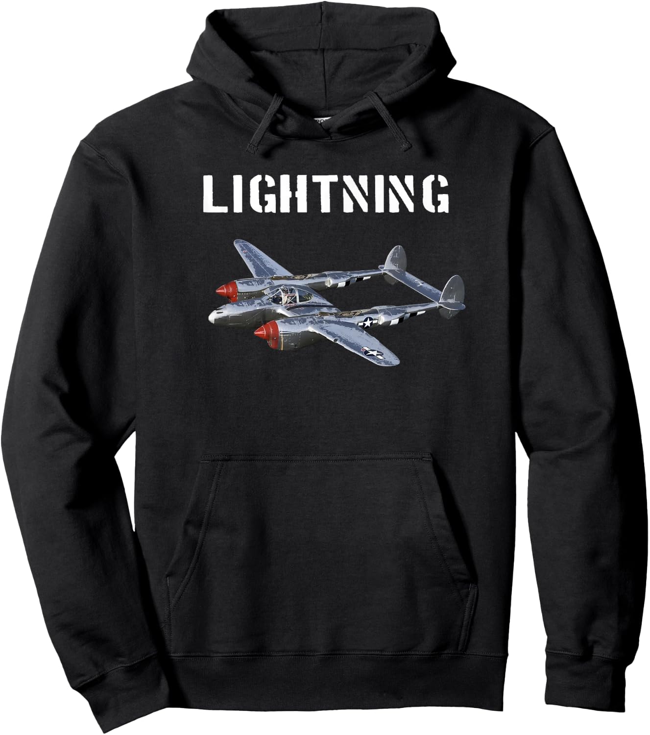 P-38 Lightning WW2 Fighter Plane US Pilot Hoodie - Hoodie | Black