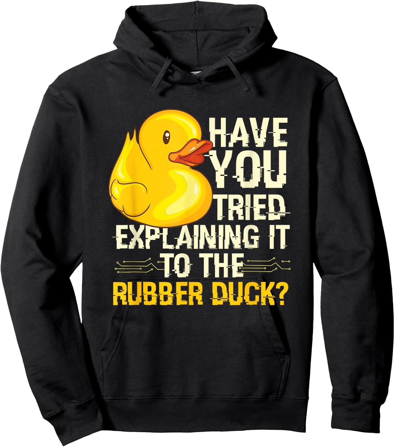 Programmer Designs & Co. by mb. Funny Rubber Duck Debugging - Men's Adults Black Cotton Short Sleeve Classic Fit - Small Hoodie - Hoodie | Black