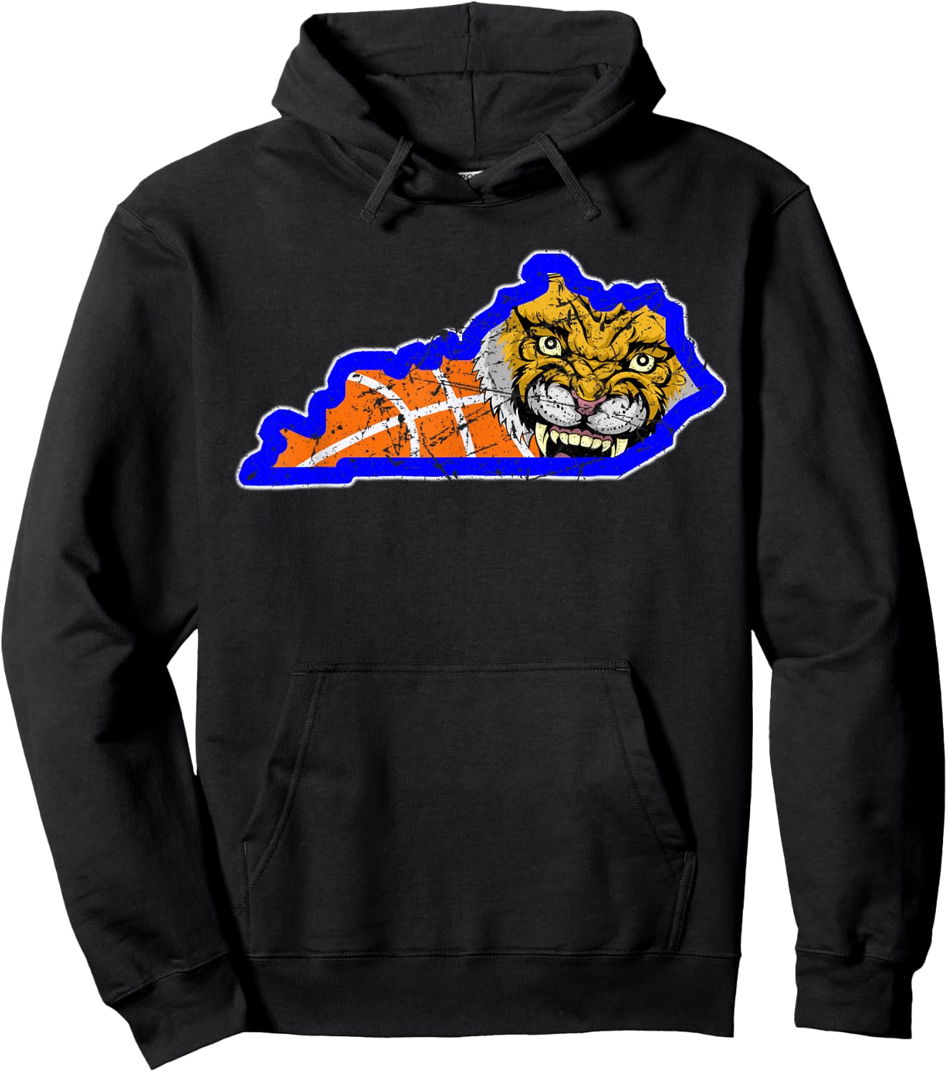 Vintage Worn State of Kentucky Basketball State Shape Hoodie - Hoodie | Black