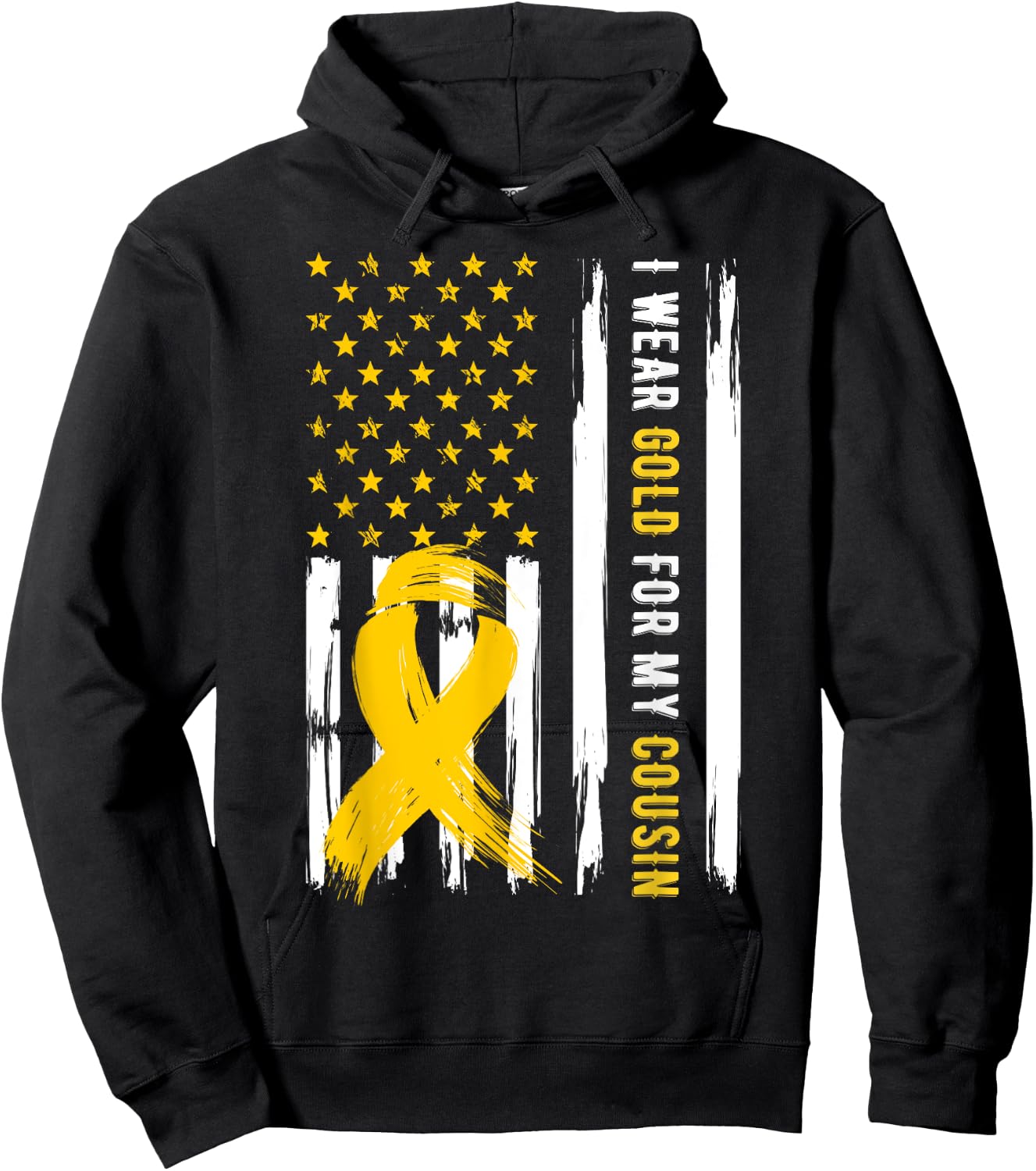 I Wear Gold For My Cousin Childhood Cancer Awareness Hoodie - Hoodie | Black