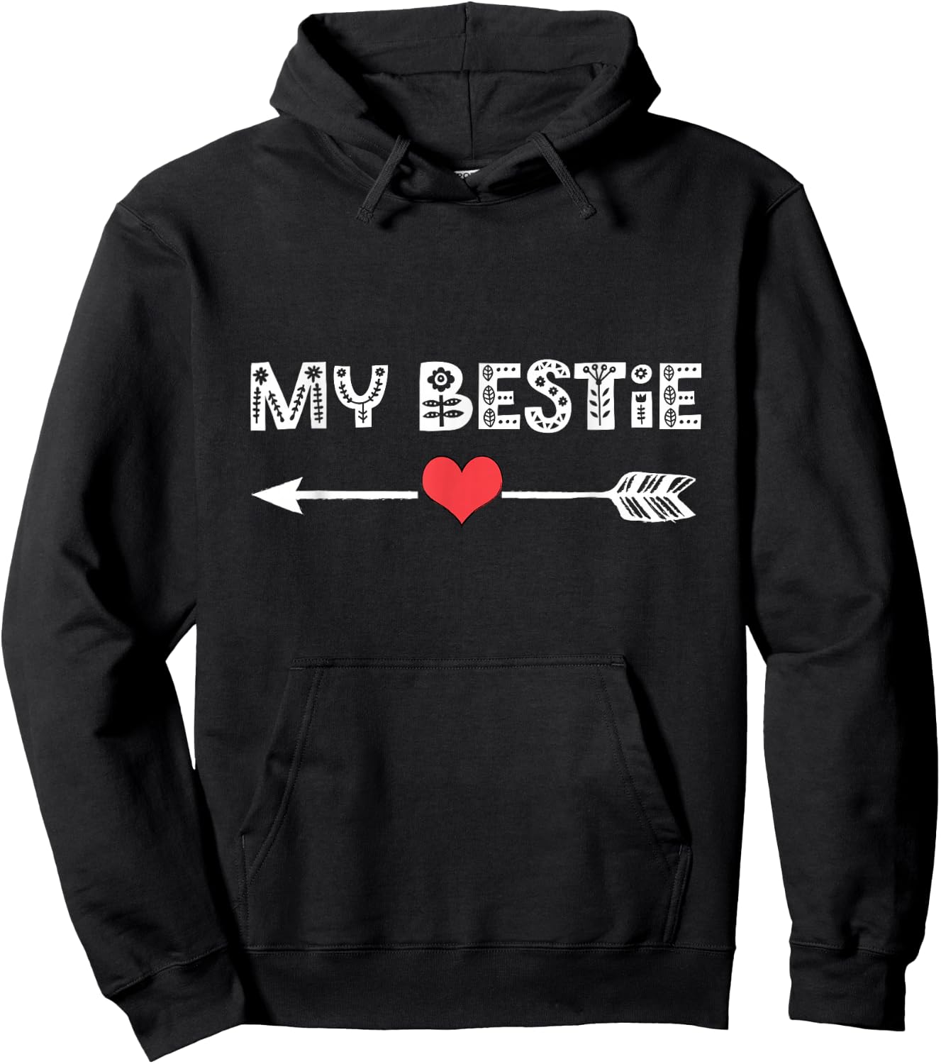 My Bestie BFF Best Friend Left Arrow Heart Love Matching Hoodie - Hoodie | Black