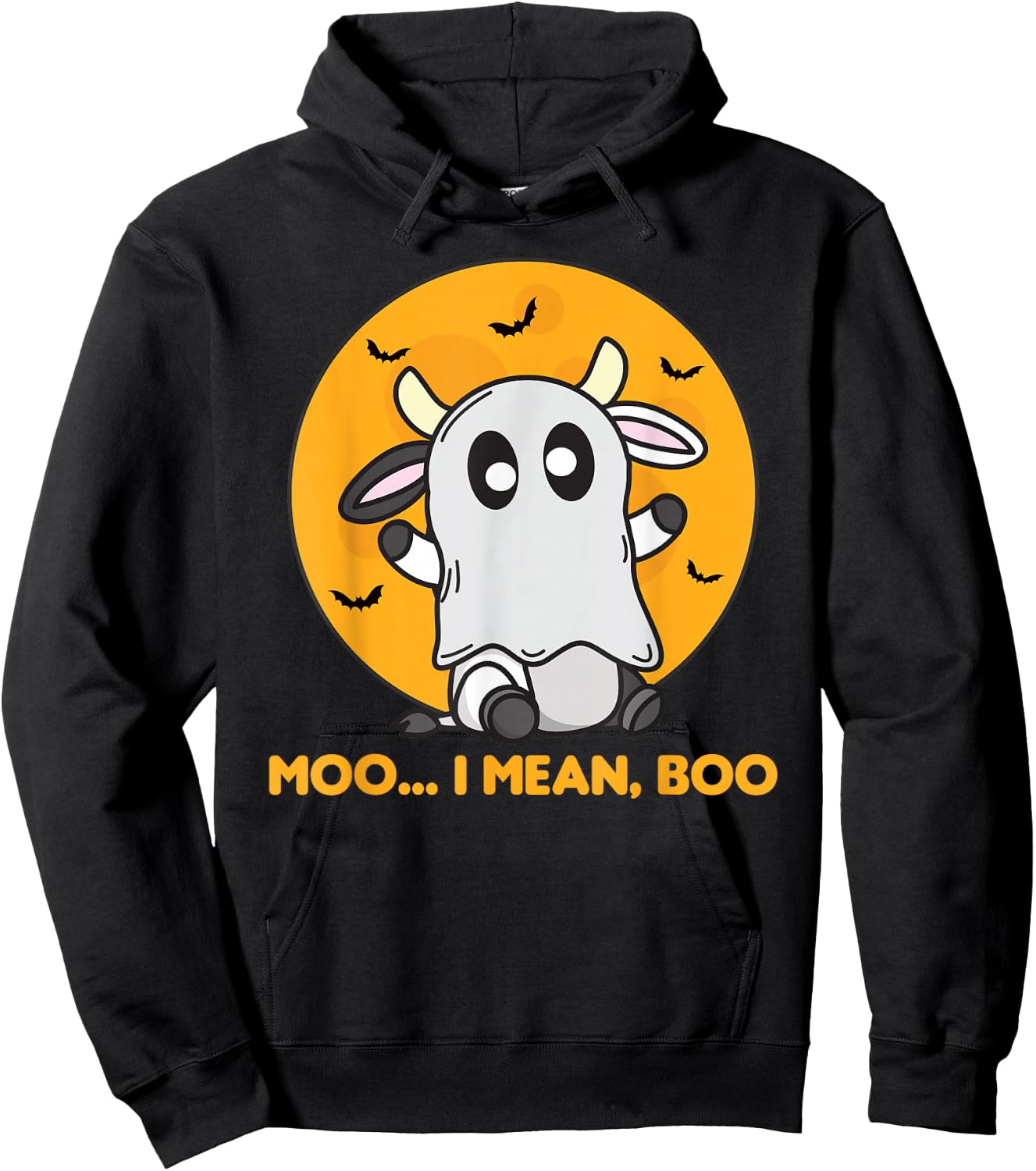 Cow Ghost Cute Kawaii Halloween Cows Moo I Mean Boo Hoodie - Hoodie | Black