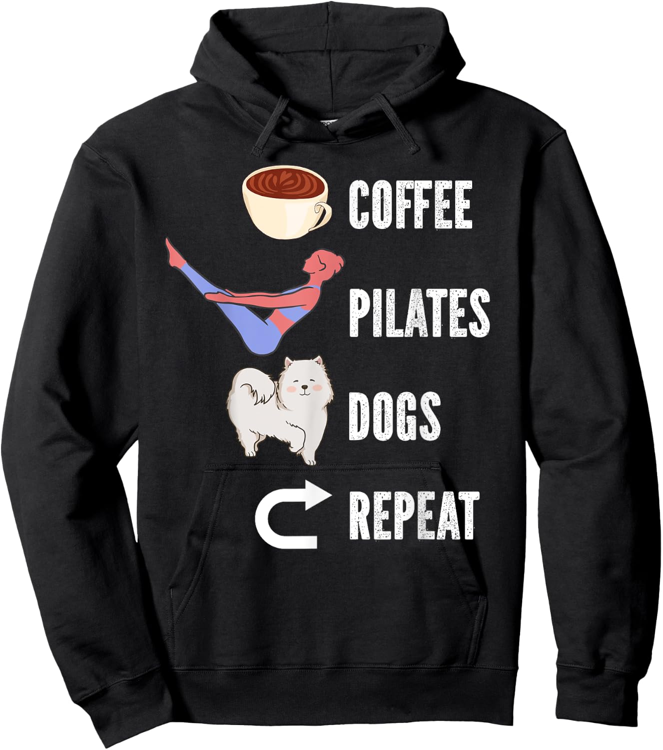 Coffee Pilates Dogs Repeat Design For Dog And Pilates Lovers Women Girls Kids Hoodie - Hoodie | Black