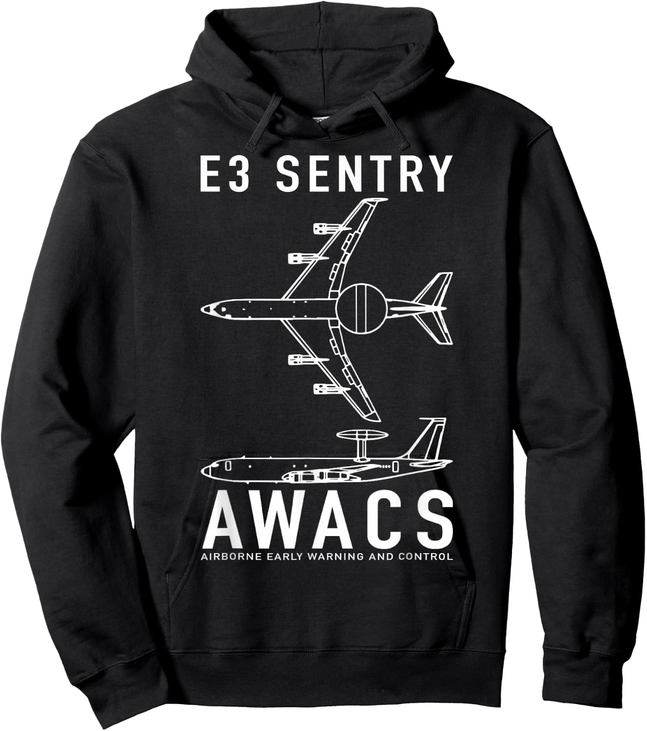 E-3 Sentry AWACS Aircraft Blueprint Schematic Diagrams Hoodie - Hoodie | Black