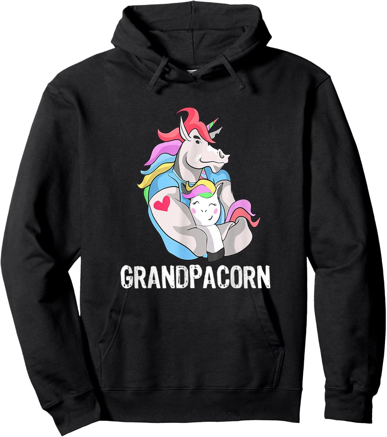 Grandpacorn Unicorn Grandpa And Grandson Hoodie - Hoodie | Black