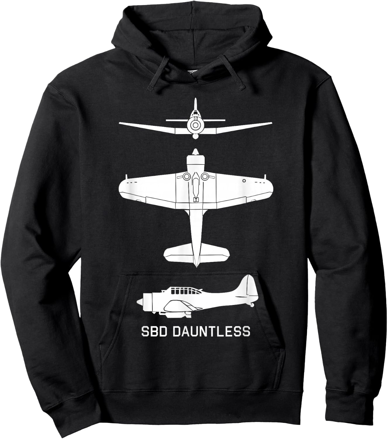 SBD Dauntless American WW2 Dive Bomber Plane Silhouettes Hoodie - Hoodie | Black