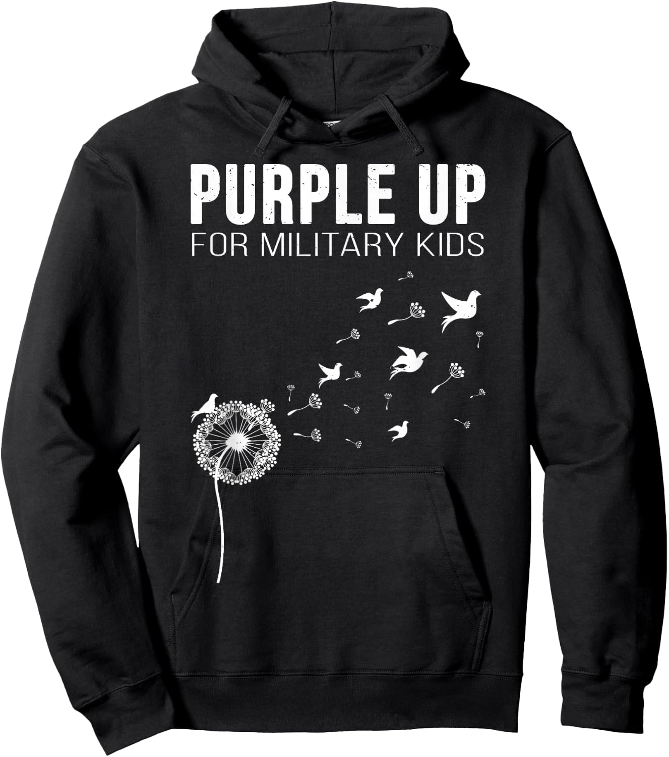 I Purple Up For Military Kids Shirt Soldier Dandelion Hoodie - Hoodie | Black