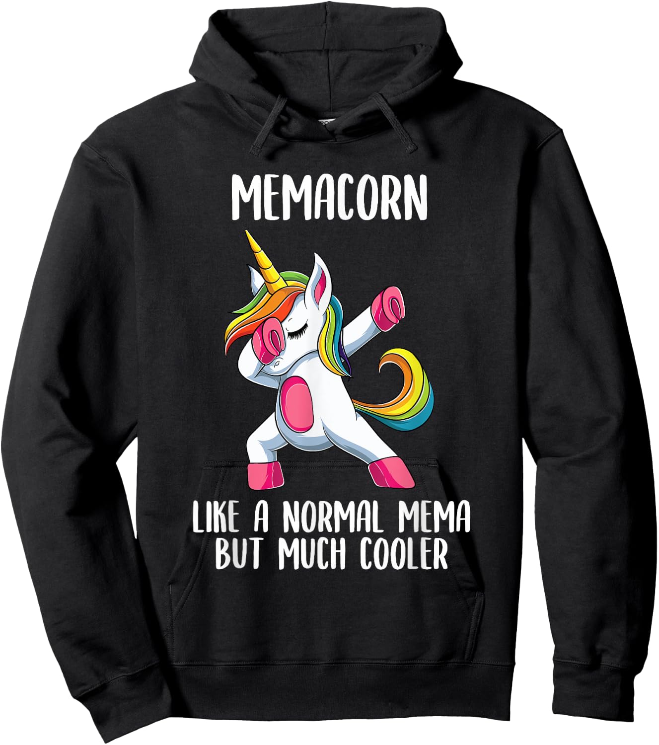 Unicorn Mema Girl Birthday Party Apparel MemaCorn Cute Hoodie - Hoodie | Black