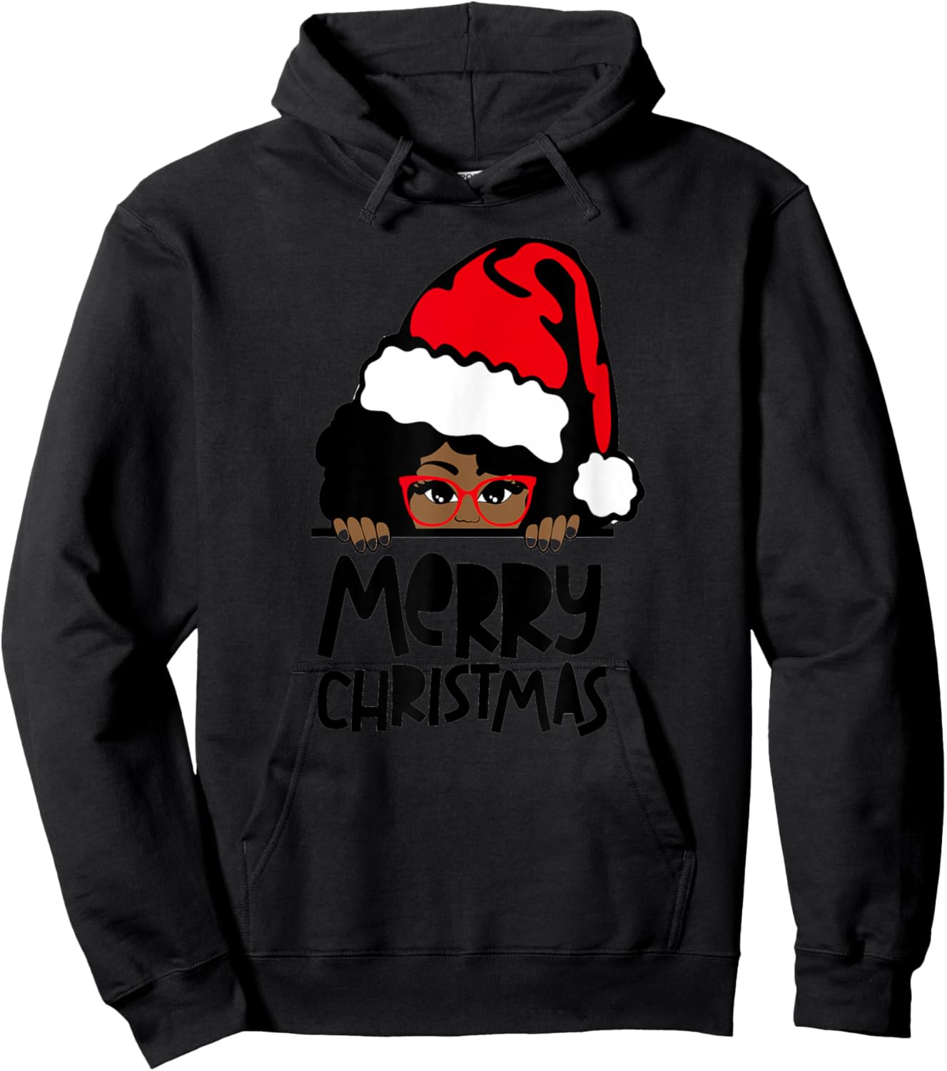 That Melanin Christmas Mrs. Claus Santa Black Peeking Claus Hoodie - Hoodie | Black