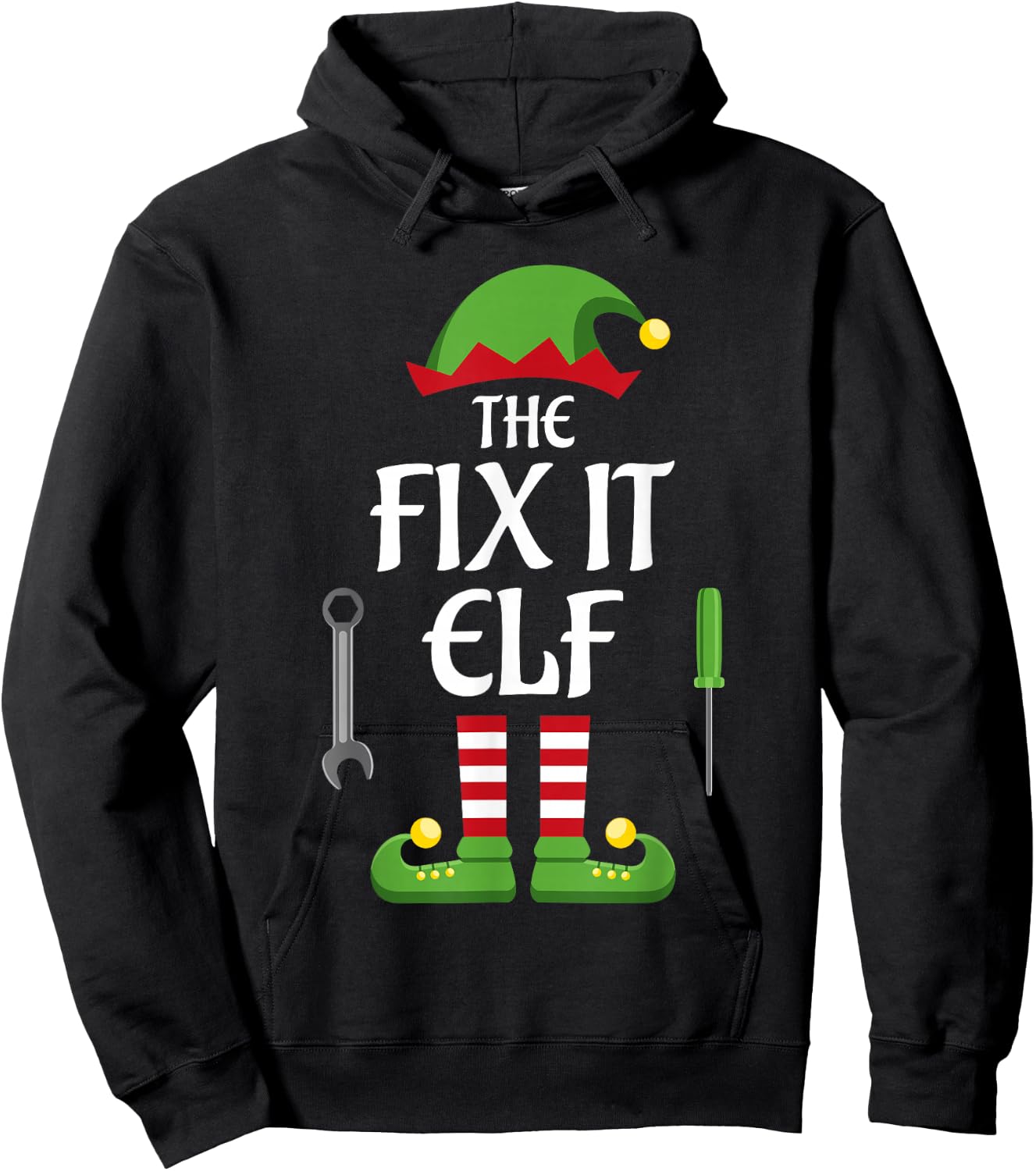 Fix It Elf Family Matching Group Christmas Hoodie - Hoodie | Black