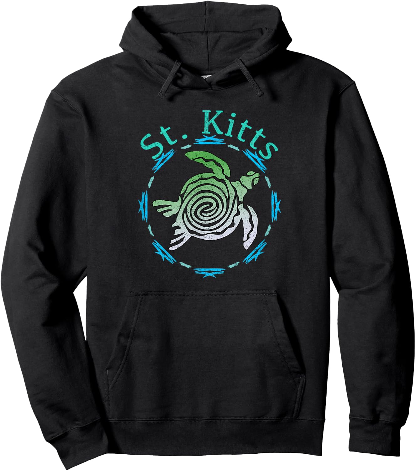 Vintage St. Kitts Travel Shirts And Apparel -Adults Retro Black Small Classic Fit Short Sleeve Hoodie - Hoodie | Black