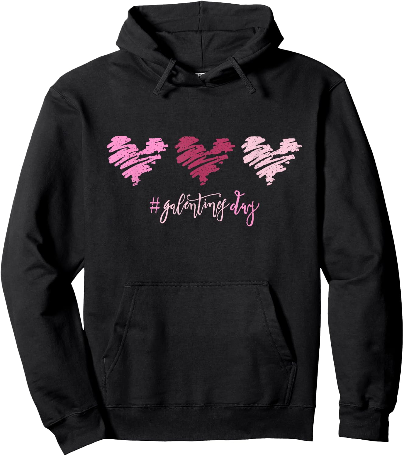 Triple Heart Galentines Day Hoodie - Hoodie | Black