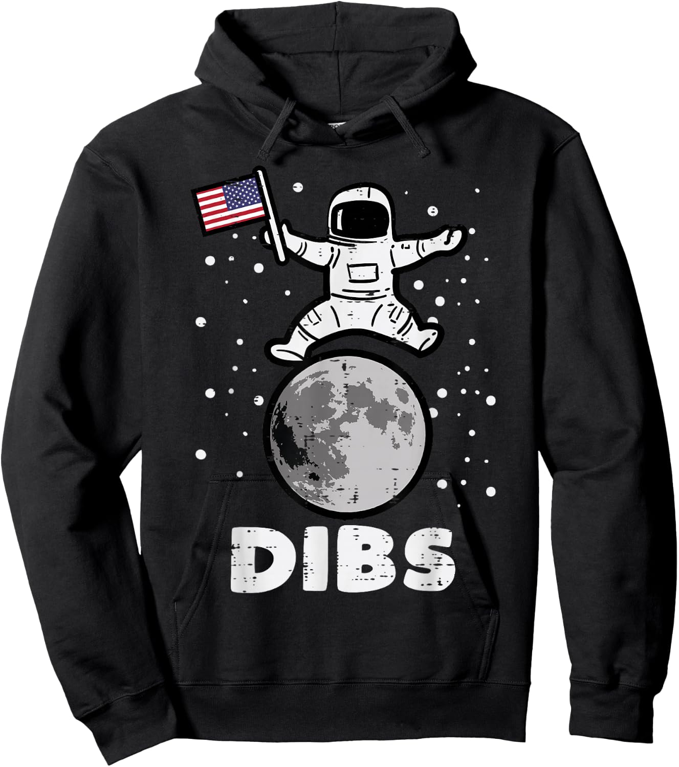 4th July Astronaut Dibs Moon US Flag America Men Women Kids Hoodie - Hoodie | Black